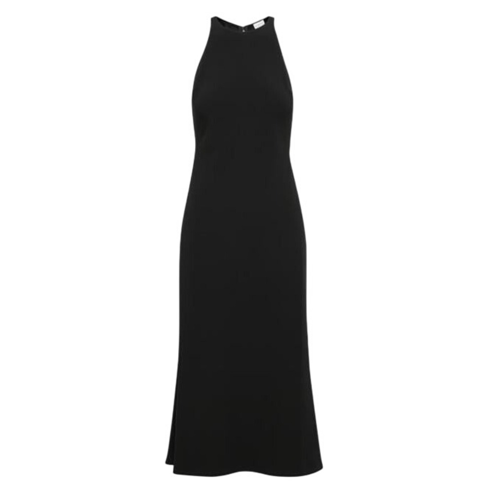 Aritzia Babaton Impact Dress Black Halter Midi Crepe Gown Size 2